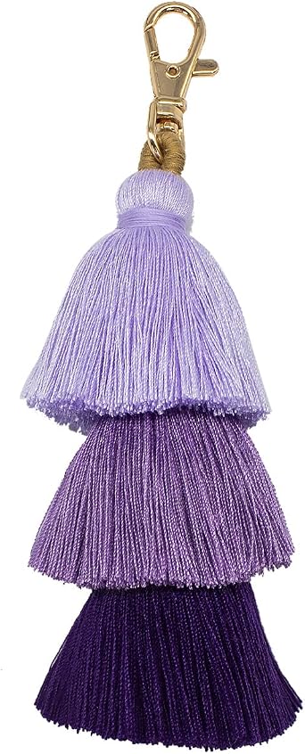 Colorful Tassel Keychain Bohemian Handmade Fringe Bag Charms Keyring Holder for Car Key Handbag Purse Backpack