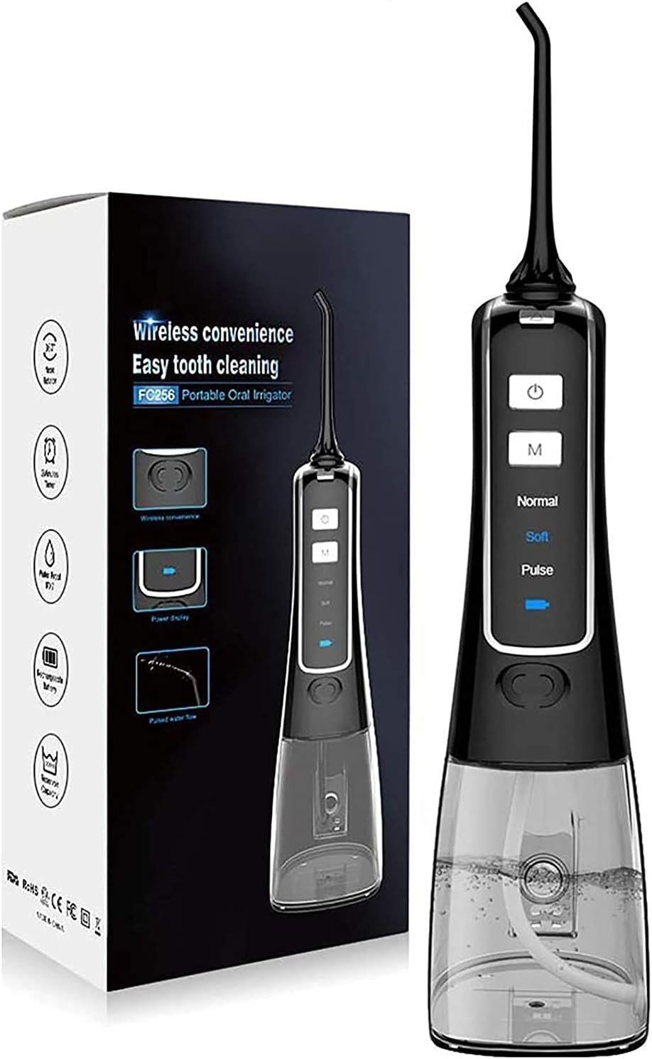 Water Flosser Cordless Teeth Cleaner Dental Oral Irrigator Power Dental Flossers IPX7 Waterproof Teeth Cleaner with 3 Mode and Detachable Water Tank for Home Travel