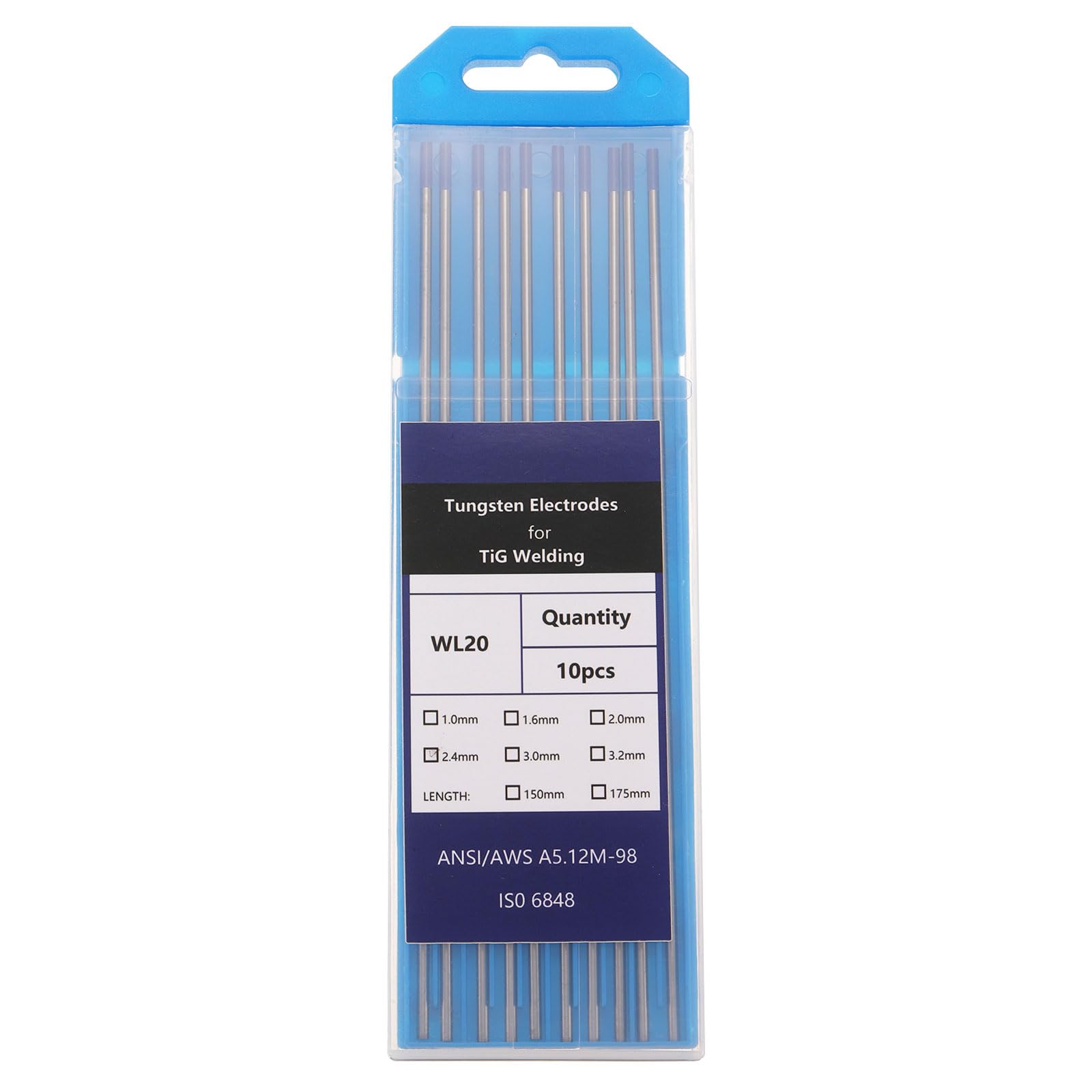 sourcing map 10pcs TIG Welding Tungsten Electrodes 3/32" x 7" 1.8-2.2% Lanthanum for Stainless Steel Welding, Aluminum Magnesium Alloy Welding Aerospace Automobile Manufacturing, Blue WL20