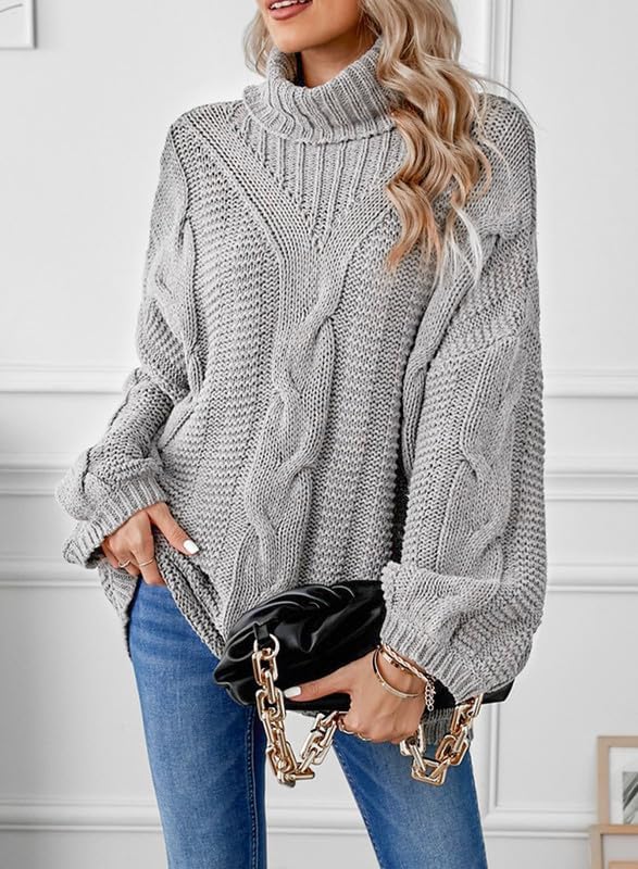 Dokotoo Womens Turtle Neck Sweater Fashion 2025 Loose Casual Cozy Chunky Pullover Tops - Image 3