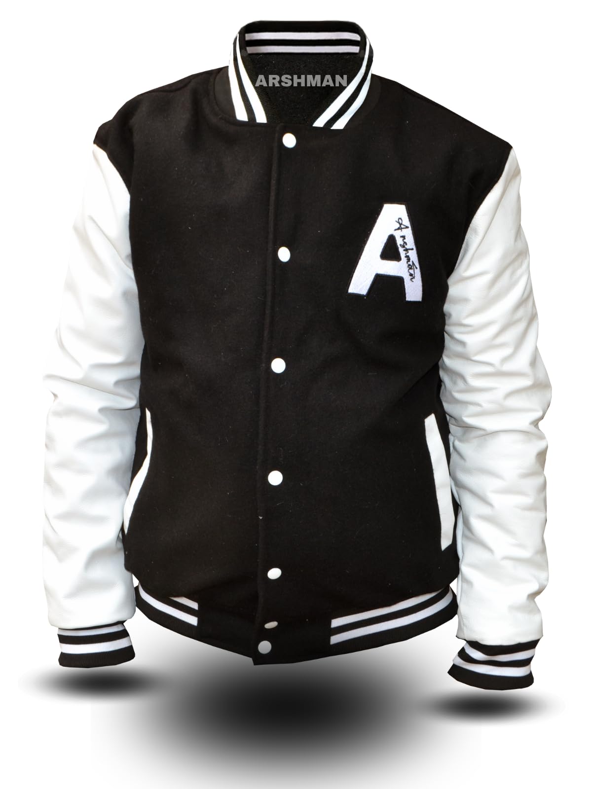 ArshmanMen's Varsity Jackets Letterman Jacket Men Varsity Jacket Baseball Wool Blend Leather Sleeve Mens Women S to XXL