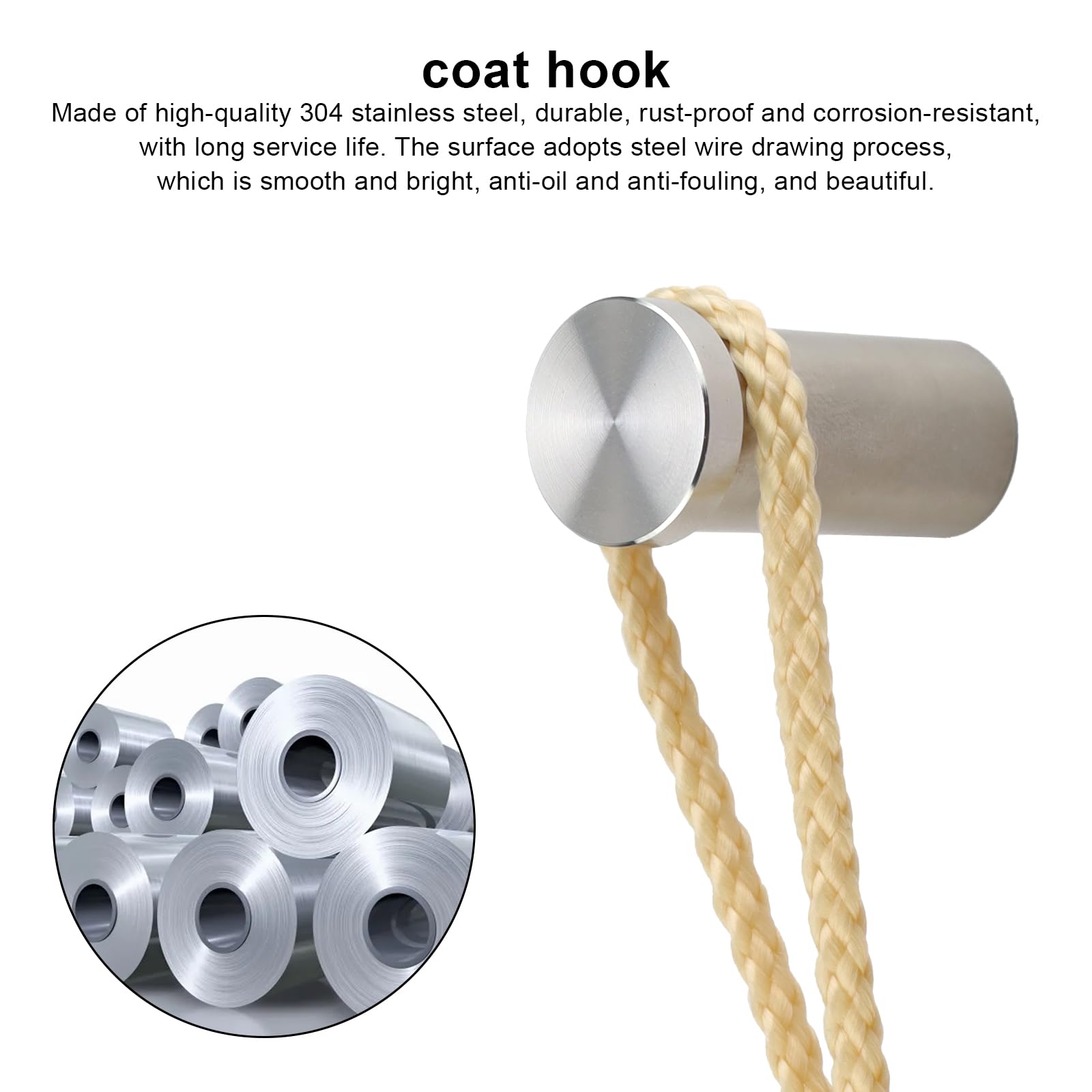 4 Ganci Da Parete Rotondi In Acciaio Inox - Argento, 53mm, Portata 10kg, Per Cucina, Bagno, Camera - Foto 10