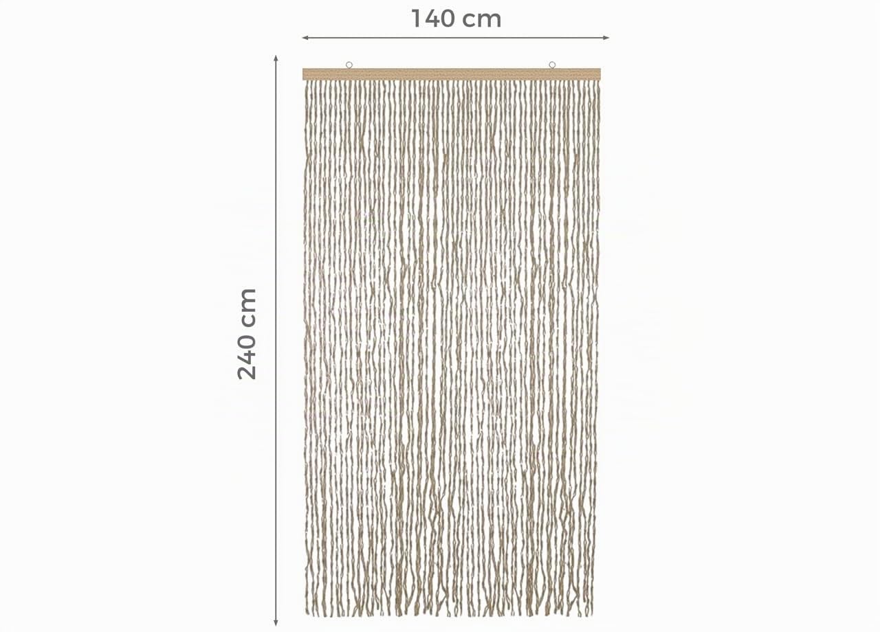 BIANCHERIAWEB Tenda Antimosca Antirumore Caduta Pannello Porta Finestra Casa Mais 140X240 Naturale