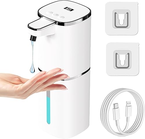 Miniatura 9 de Dispensador automático de jabón espumoso sin contacto, dispensador de jabón de manos inteligente recargable por USB, 9 niveles ajustables, operación