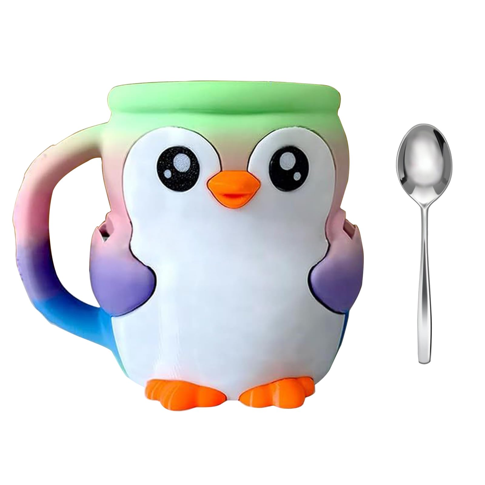 FACAILUO Penguin Ice Cream Pint Holder with Drawer and 2 Anti-Freeze Spoons for Cold Treat Storage