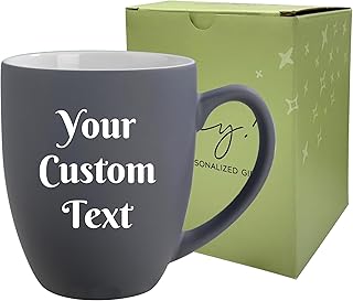 Personalized Coffee Mug Engraved with your Custom Text - Customized Coff...