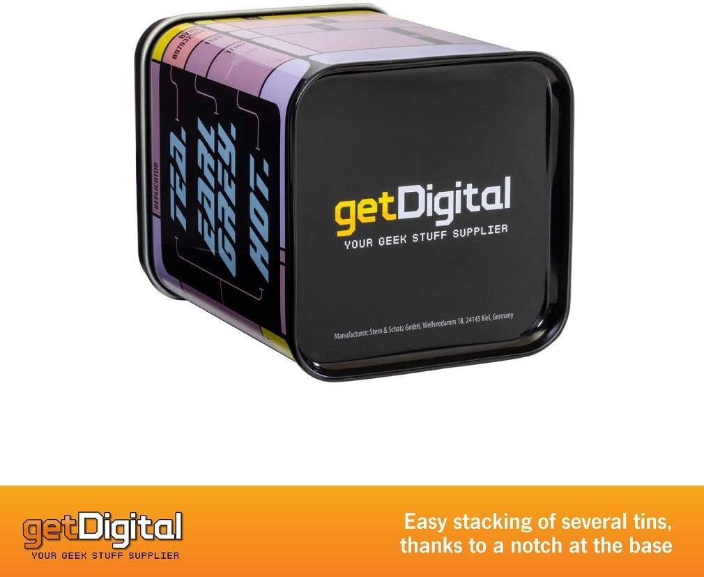 getDigital Tea Tin, Tea. Earl Grey. Hot. - Metal caddy with lid for loose leaf tea storage - Shows the replicator interface from a classic Sci-Fi TV Show - Capacity 17 fl oz