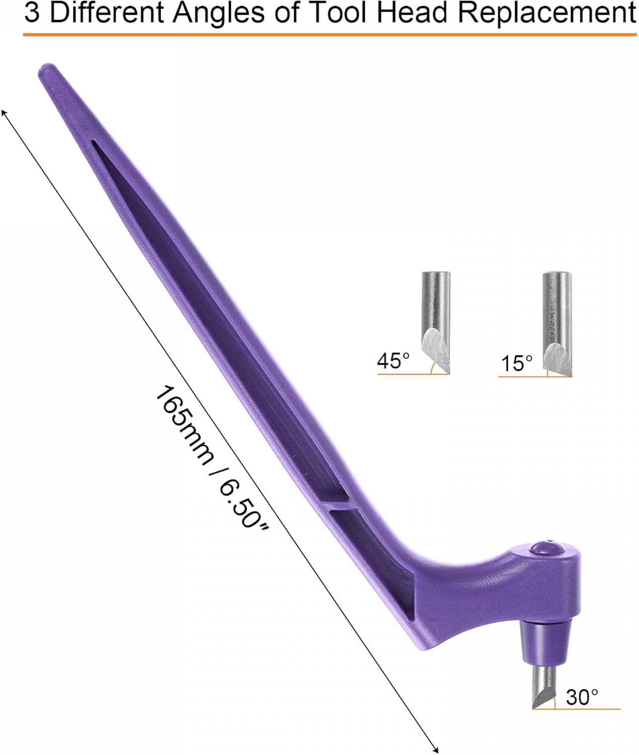 uxcell Craft Cutting Tools, 360 Degree Rotating Blades Stainless Steel Cutter with 15 30 45 Degree Blade for DIY Crafts Stencils Scrapbooks, Purple