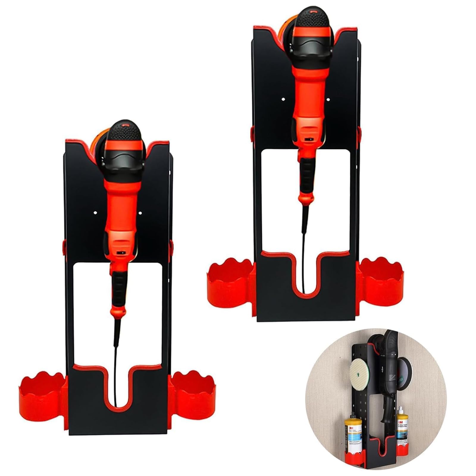 2-Pack Wall Mount Polisher Holder – Steel Bracket for Car Buffer & Grinder