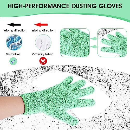 Sibba 2 piezas de guantes de limpieza de microfibra para el auto, limpieza de polvo, guantes reutilizables de vellón de coral, lavables, guantes de limpieza para plantas, cocina, casa, persianas - imagen 6