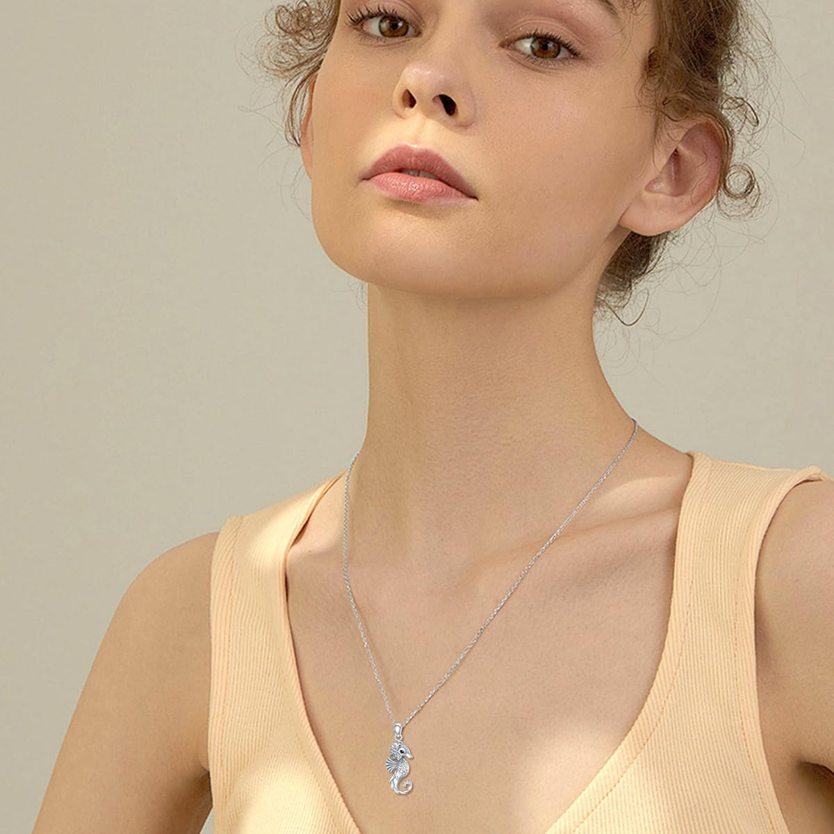 Diamond Seahorse Pendant Necklace for Women 925 Sterling Silver Lab Grown Diamond Jewelry Gifts - Image 6