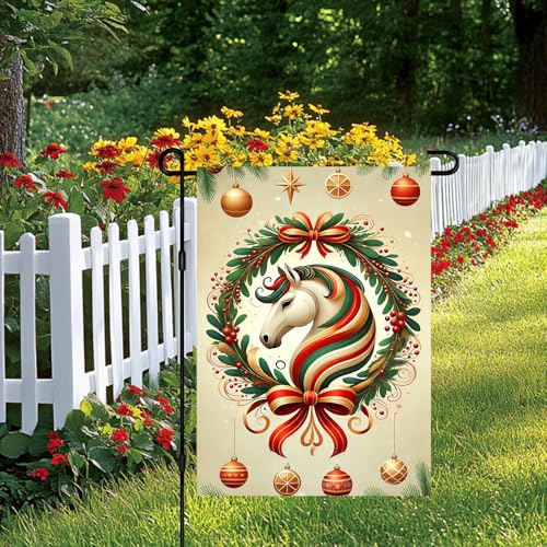Image of BlissYard Christmas Fantasy Horse Garden Flag 12x18 Inch Polyester