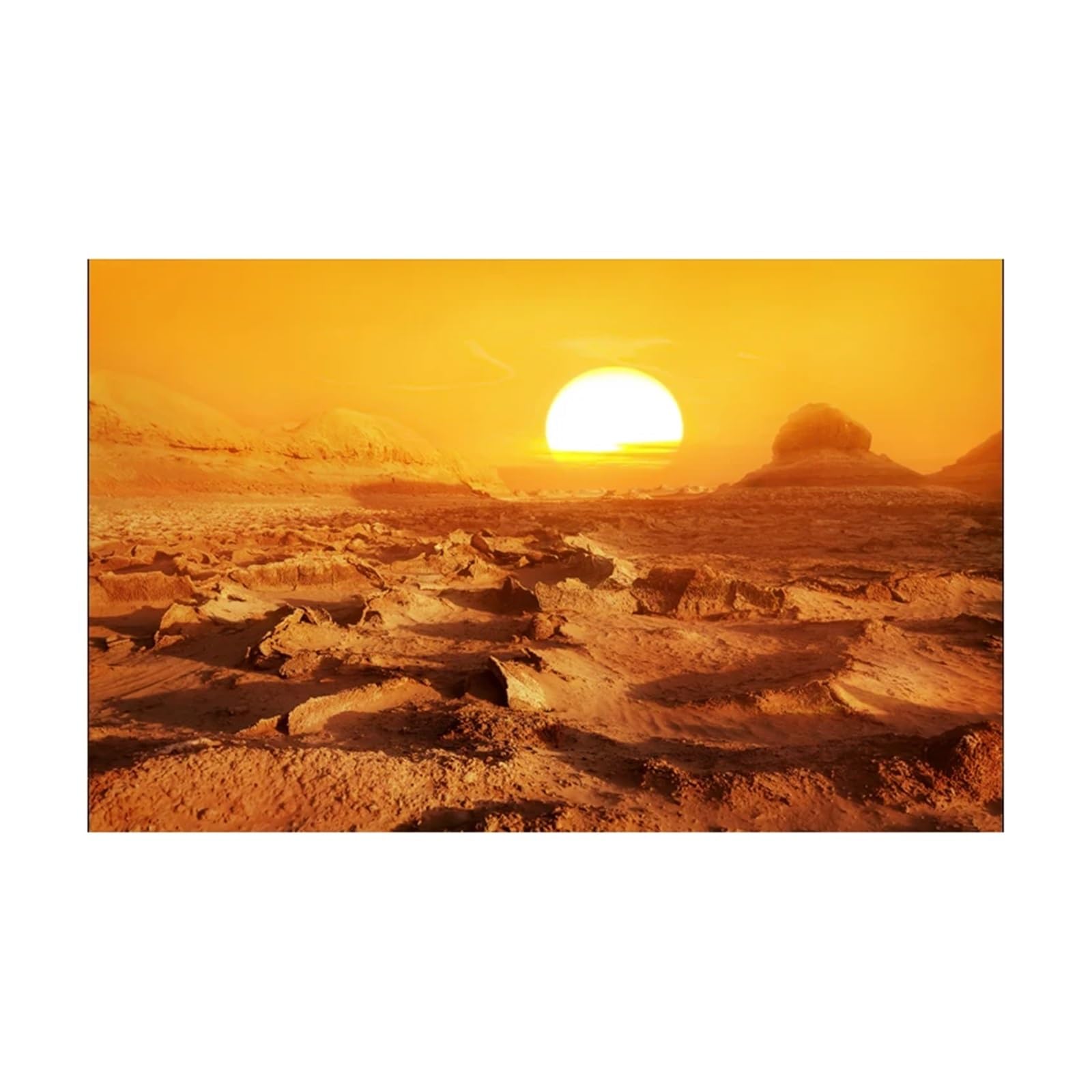 Autocollant de Fond d'aquarium Affiche désert Jaune décoration Papier Peint Auto-adhésif(54x122cm)