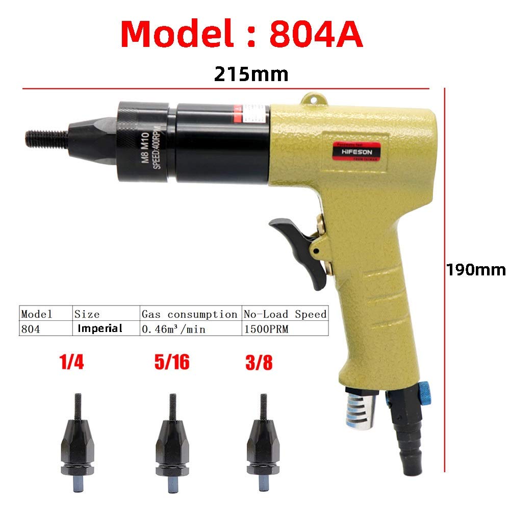 Pneumatische Luft Nietmutter Insert mit Gewinde Pull Setter Nietmaschinen Einnietmuttern Werkzeug for M3 M4 M5 M6 M8 M10 M12 Muttern Nietmutternzange (Color : 804A)