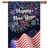 New Years Flag,Happy New Year Garden Flag 28 x 40 Inch Double Sided Fireworks Happy New Year House...