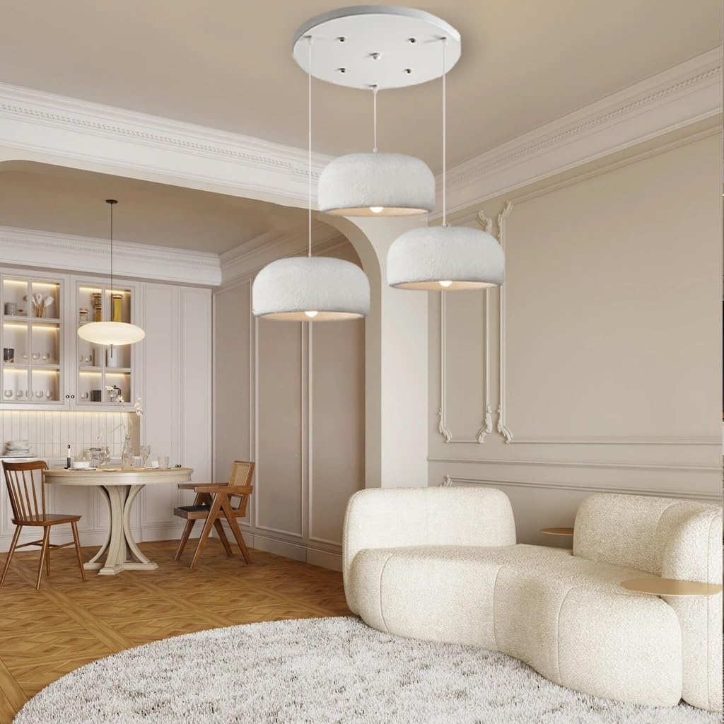 Lustre blanc E27 wabi-sabi avec suspension réglable au design créatif japonais