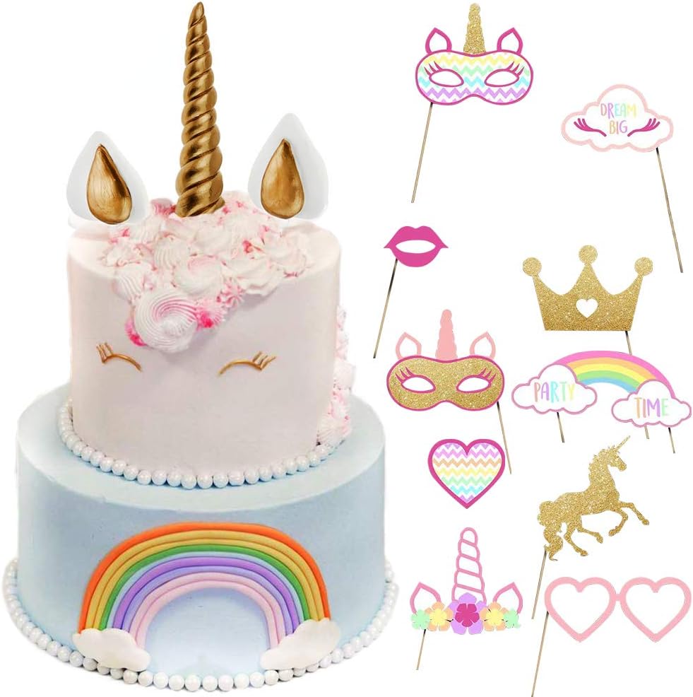 Party Unicorn Cake Toppers Horn Topper Cake Birthday Unicorn Party Toppers for Girls