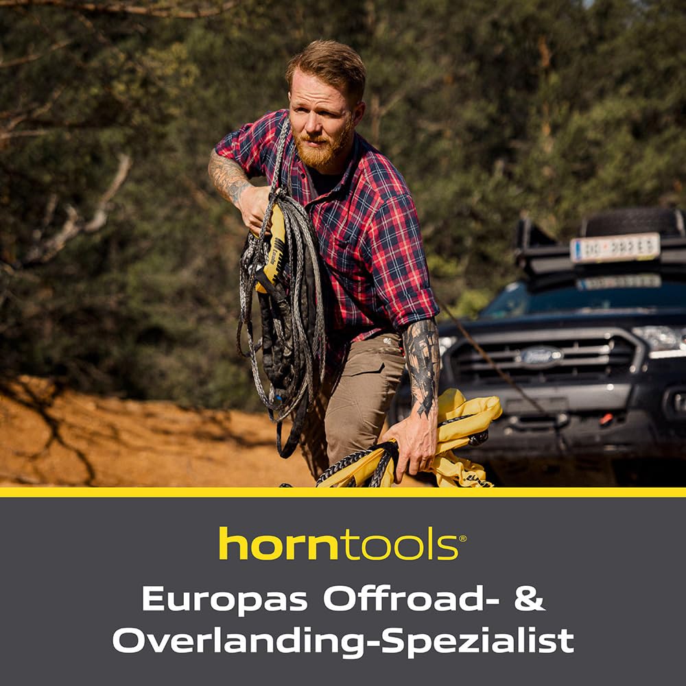 Horntools Softschäkel mit Aufscherschutz, mit robustem Schutzschlauch, Seildurchmesser 12 mm, Recovery Seil, Schäkel, für Offroad, Abschleppseil, leichte Karabiner-Schlinge (14 Tonnen WLL/Nutzlast)