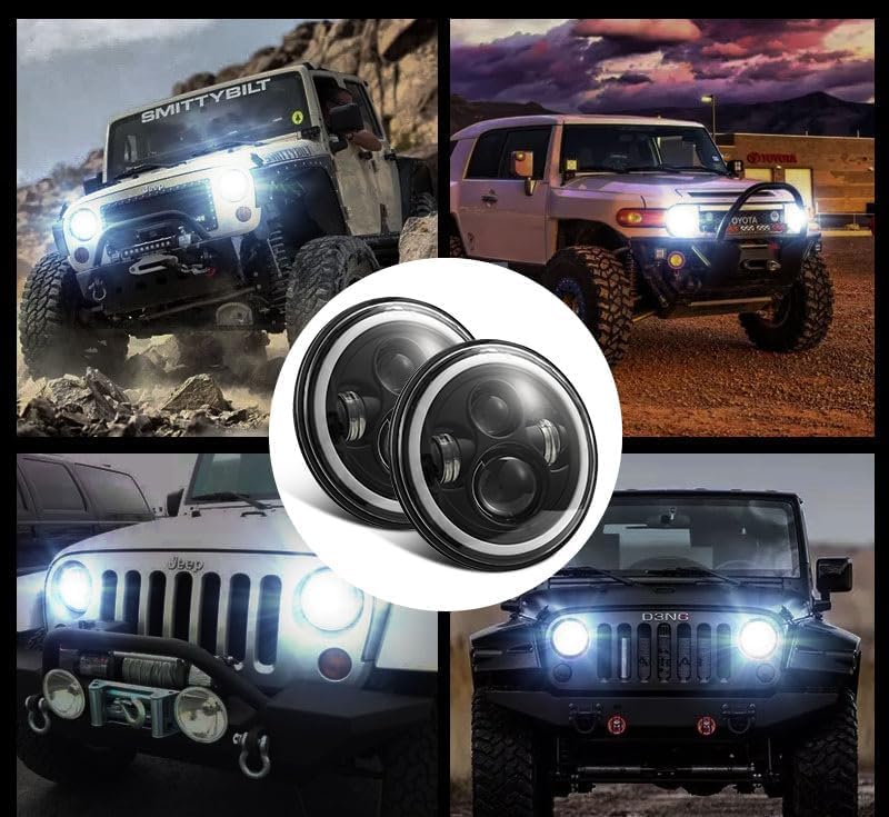 Amazon | 7インチ LEDヘッドライト イカリング HI/Lo 50W 6500K