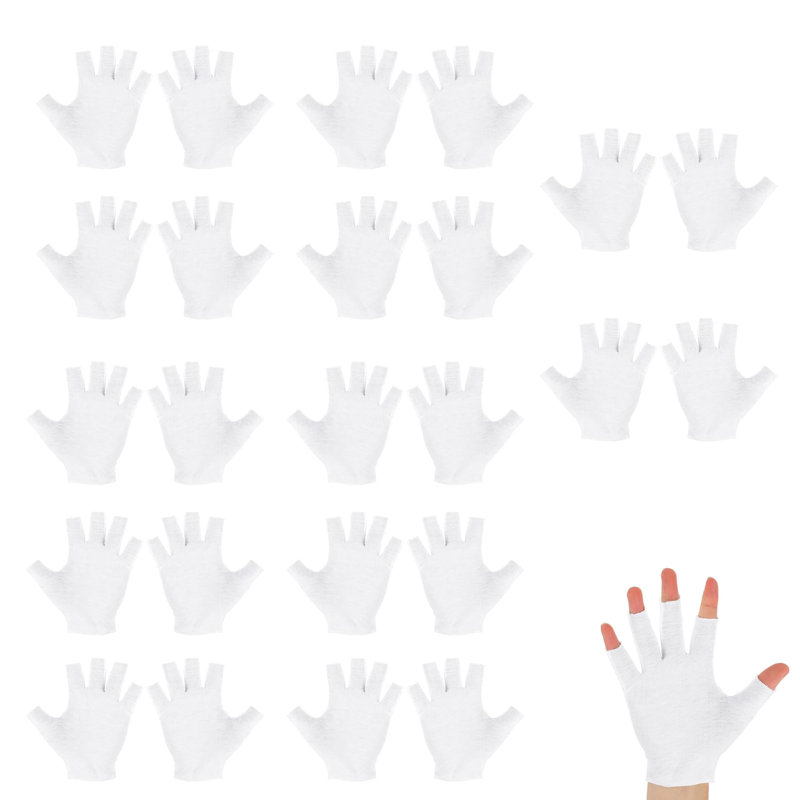 12 Pairs Fingerless Gloves for Dry Hands, White Cotton Gloves for Women & Men, Moisturizing Gloves Best for Overnight Moisturizing & Touchscreen Sensitivity