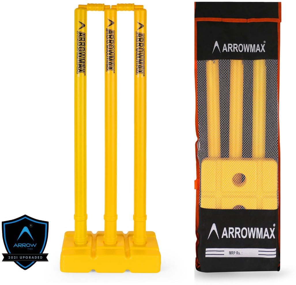ArrowMax HPVC Plastic Hard Cricket Wicket Set for Matches and Practice Home Play Kids Adult (Yellow) (B0CB19DF56) Amazon Price History, Amazon Price Tracker