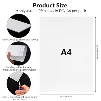 7 Pcs A4 White Plastic Sheets, 21x29.7cm Polypropylene Sheets | Lightweight A4 Polypropylen Platten for Arts and Crafts, Modelling, Architectural Sand Table Models