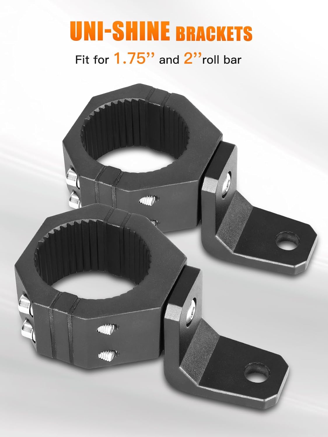 UNI-SHINE 2 Pack Whip Light Mounts, Heavy-Duty 360° Adjustable UTV Whip Brackets, Aluminum Alloy Flag Mounts for ATV Off-Road Vehicles, Compatible with 1.75”-2” Roll Bars & Light Bars