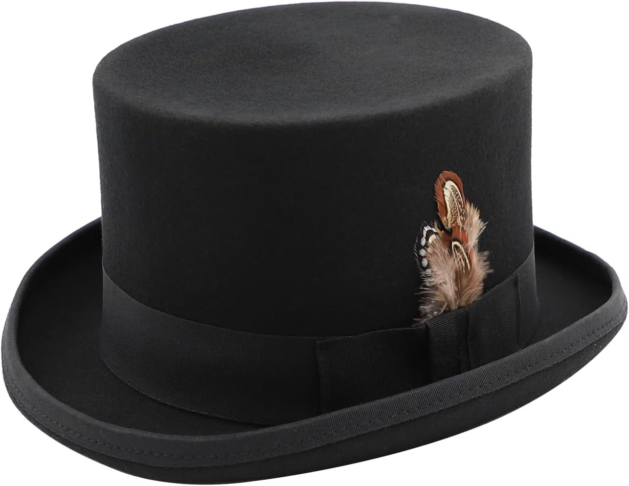 Top Hats for Men Women Wool Tall Top Hat Satin Lined Party Dress Hat Black Topper Hat Christmas Costume Tophat