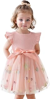 NNJXD Baby Mädchen Blumenstickerei Tüll Kleid Elegant Kleinkind Geburtstag Party Kleider