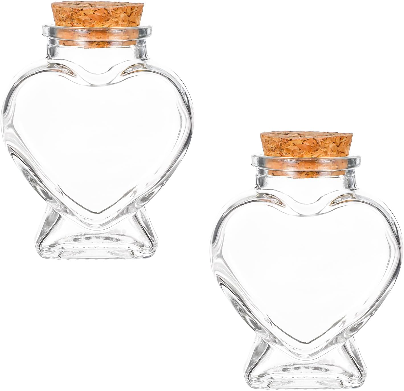 ElevateTech Mini Glass Bottles with Cork Stoppers, 2 Pcs Heart-Shaped Decorative Jars Star Shaped Small Decorative Glass Bottles with Cork Lid for DIY Art Crafts Decoration Party Supplies Favor Bottle