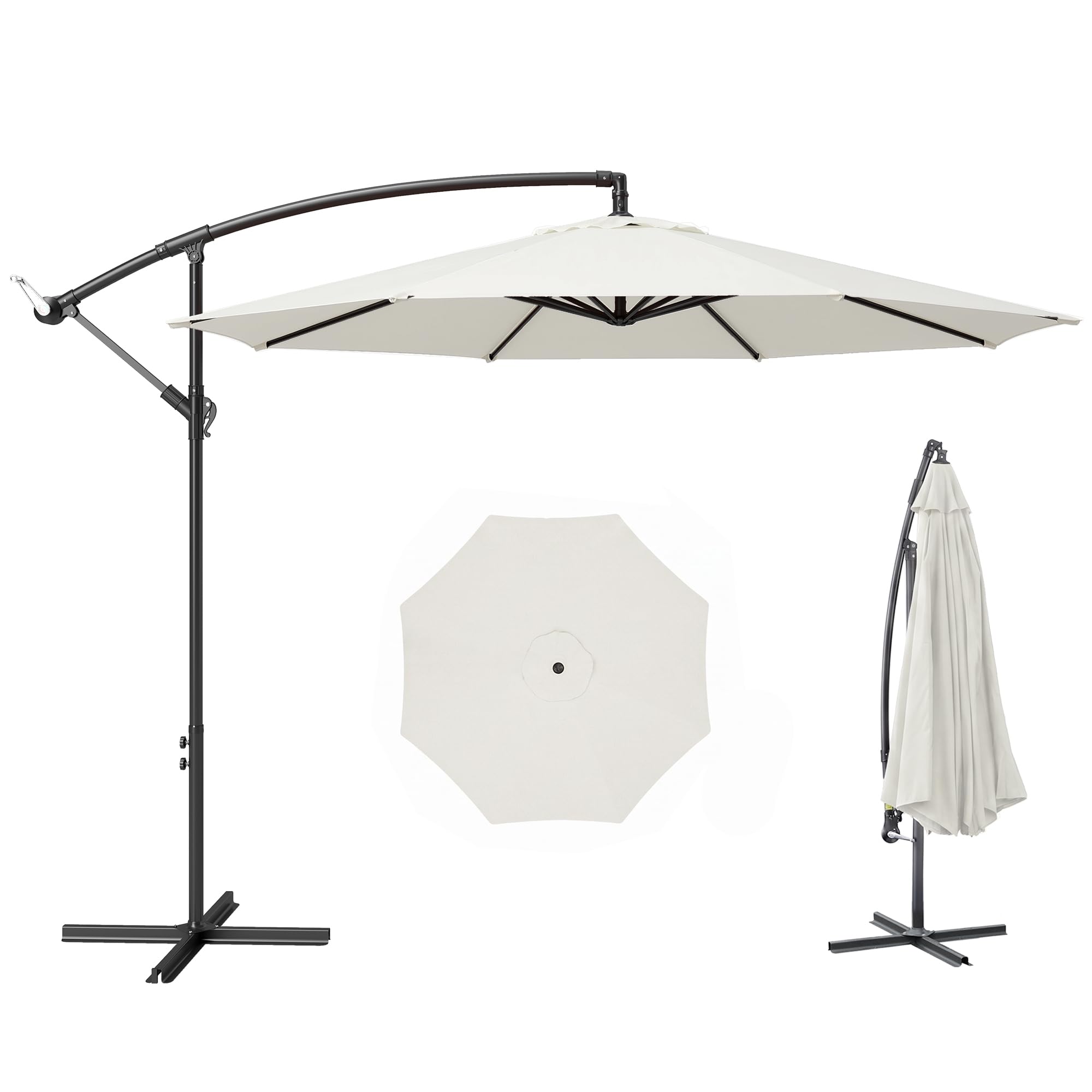 Sombrilla para terraza patio con tejido de poliéster y ajuste de ángulo 7