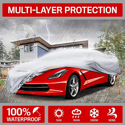 Image of MotorTrend Custom Fit Car Cover for Chevrolet Corvette 1984-2019, All-Weather Protection for Cars Trucks & SUVs UV Resistant Waterproof Scratch-Resistant Vehicle Cover for Outdoor & Indoor