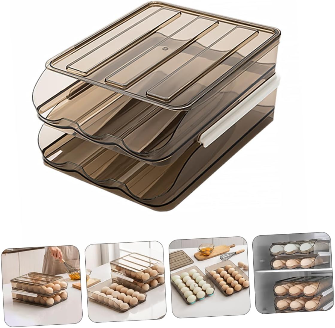 Counter Egg Holder Egg Holder for Fridge Auto Scrolling down Easy Operation Storage Container
