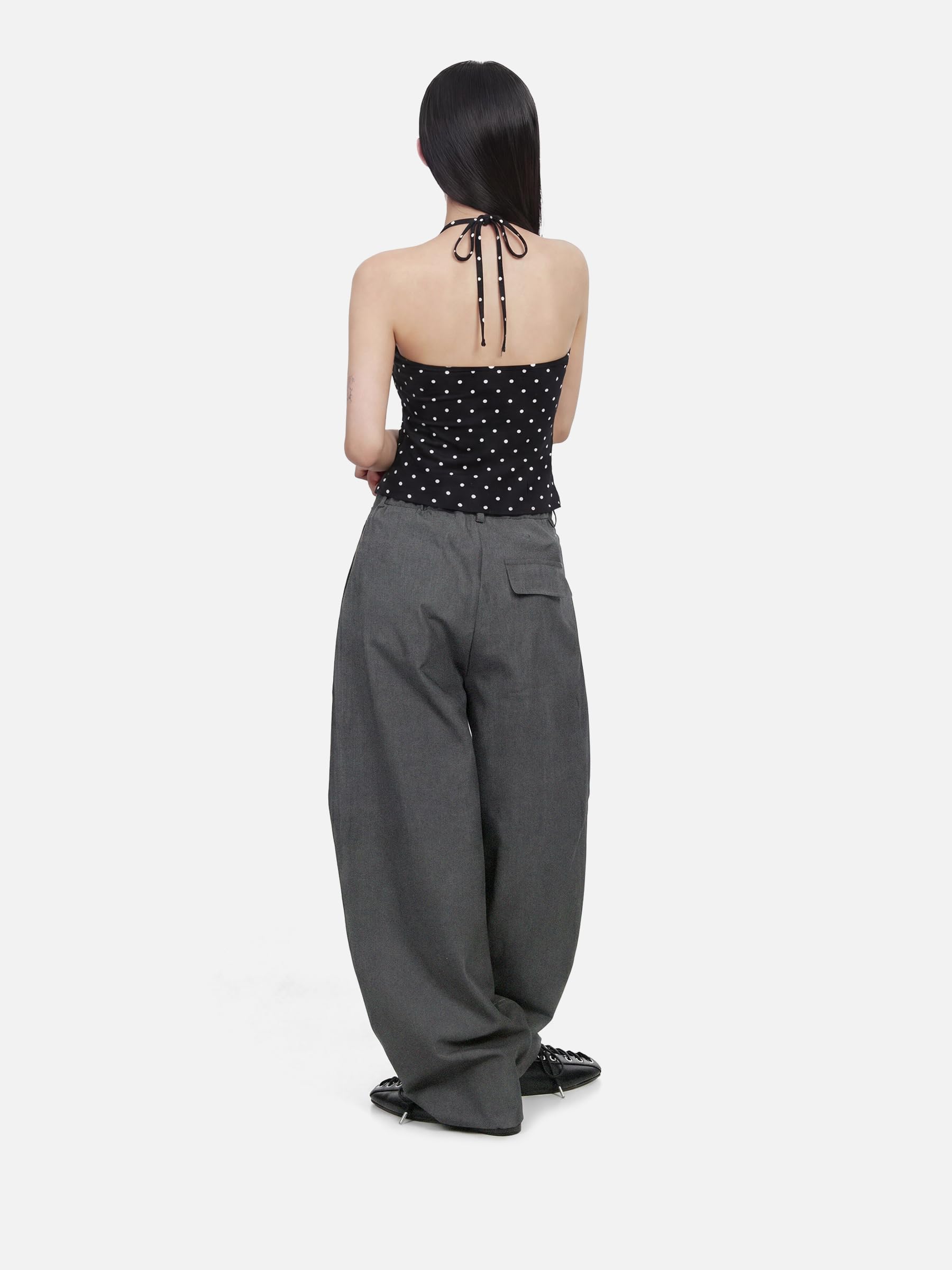 Aelfric Eden Canotta da donna a pois Y2K, top sexy con schiena scoperta, con spalline strette, stile vintage