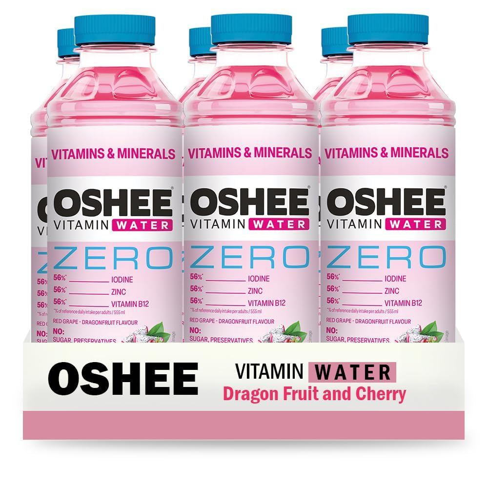 OSHEE Vitamin Zero Water 6 x 555ml – Electrolyte Hydration Drink with Vitamins & Minerals, Hydration Support & Energy Boost, Sugar-Free, Ready-to-Drink