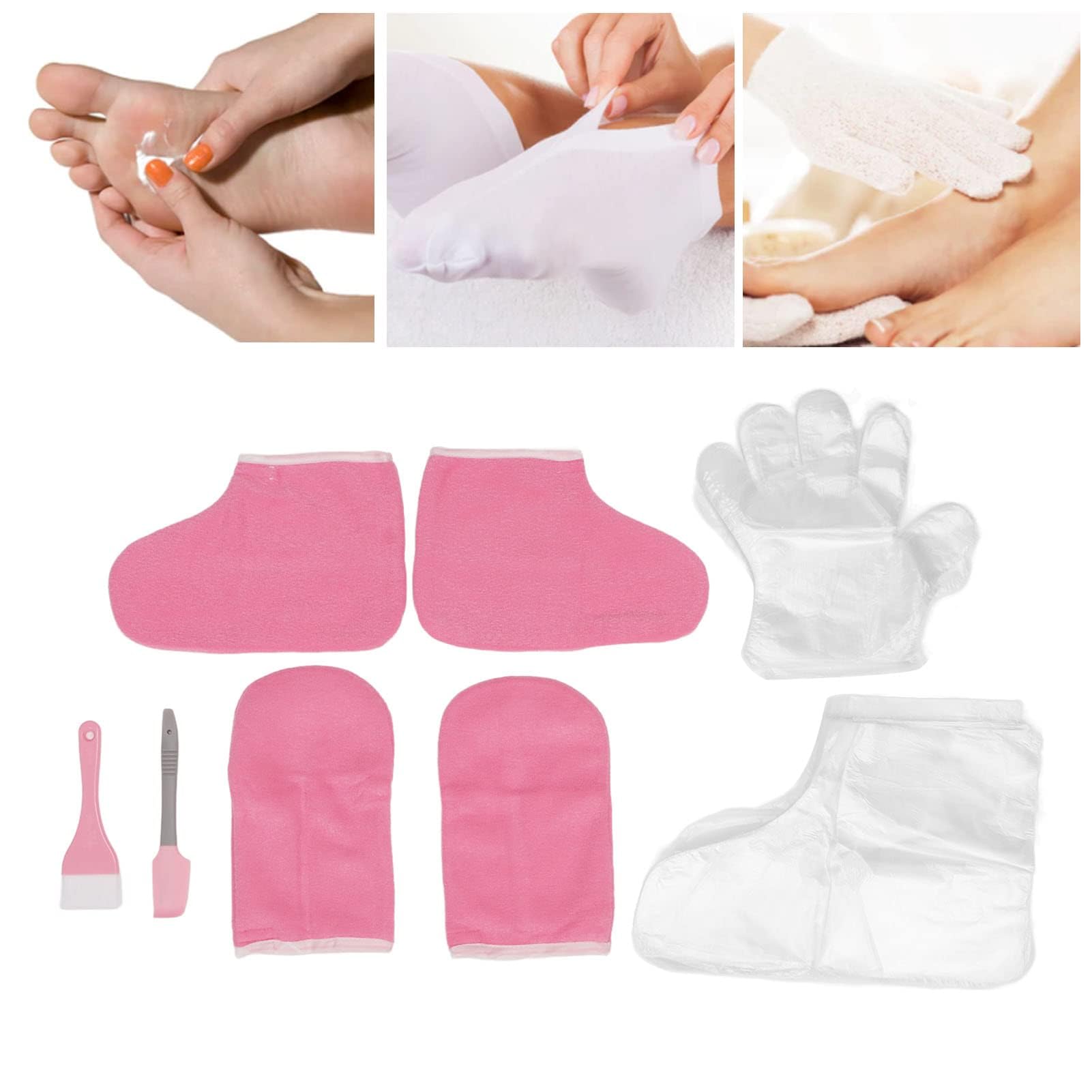 Revestimientos Para Manos Y Pies De Cera Parafina, Guantes Desechables Manoplas De Cera Juego De Pies Manoplas De Algodón Suave Pies Kit De Cuidado De Manos Para El Cuidado De Manos Y Pies