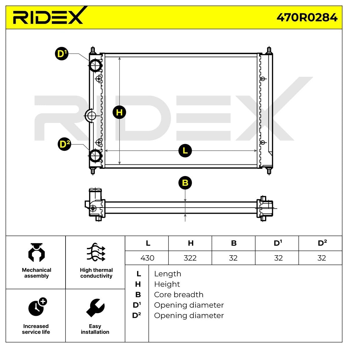 RIDEX 470R0284 Radiatore motore Compatibilità con VW Polo Hatchback 86C, 80