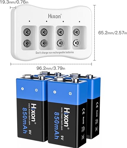 Miniatura 1 de Cargador de batería recargable de 9 V, cargador de batería de iones de litio de 4 paquetes de baterías recargables de iones de litio de 850 mAh 9 V