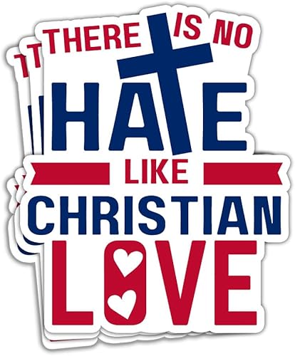 Adhesivo patriótico con texto en inglés There is No Hate Like Christian Love, etiqueta patriótica, calcomanía ateo con texto en inglés My Country