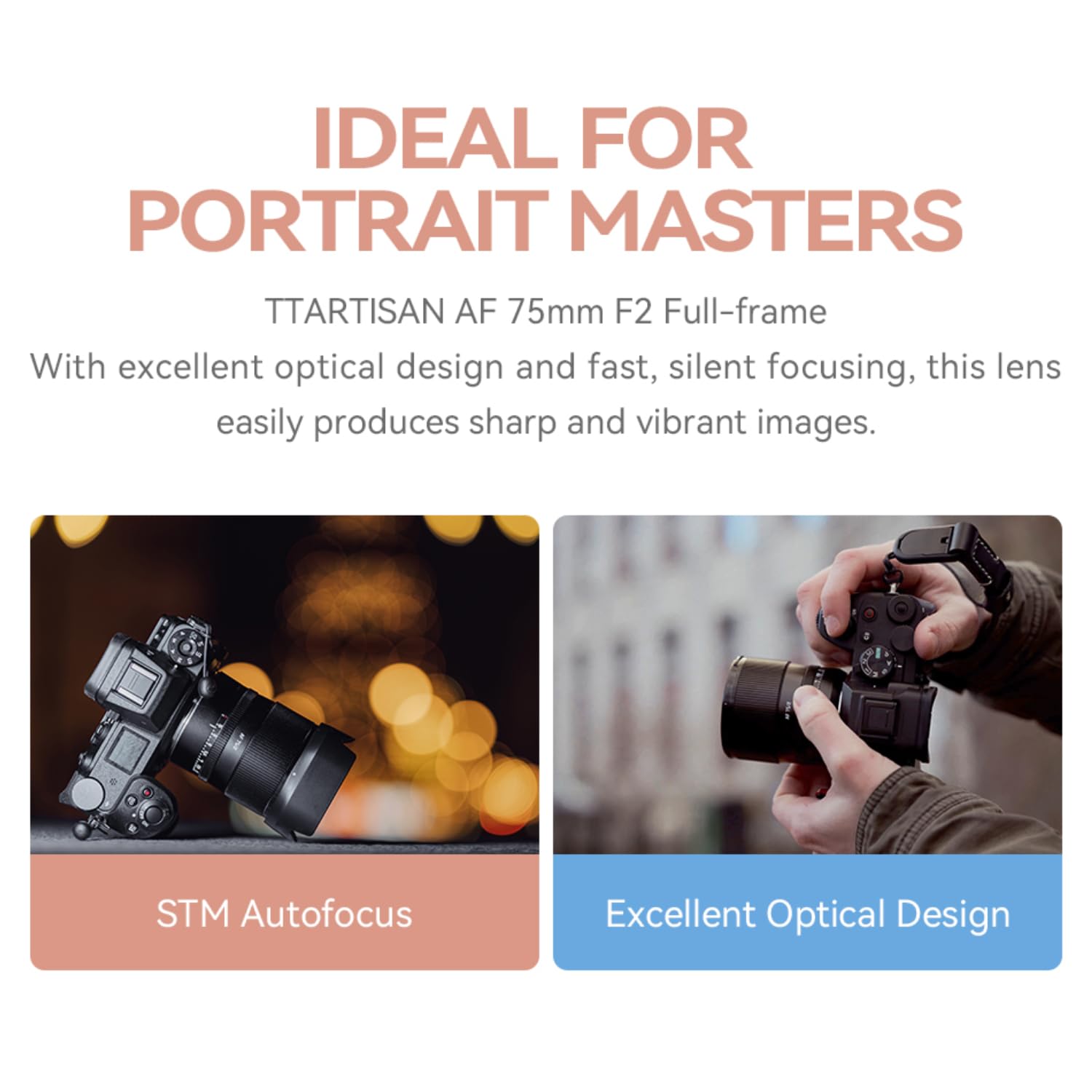 TTArtisan AF 75mm F2 Obiettivo, Full Frame, autofocus STM leggero per ritratti L-Mount S1 S1R S1RII S1H S5 S5M2 S5M2X S9 SL SL2 SL2-S SL3 T TL TL2 CL FP FPL BF ecc.