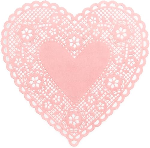 Miniatura 3 de Hygloss Doilies de corazón  18 piezas  8 pulgadas de papel rosa en forma de corazón para manualidades de San Valentín, ajustes de mesa  Ideal para