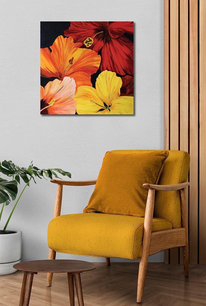 MKB555 - Digital Canvas Painting - Colorful Hibiscus Flower - For