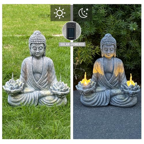 Lckfty Buddha Statue For Home And Outdoor Decor Solar Powered Flickering Led,Garden Light Zen Meditation Spiritual Room Decor- Buddha Decor Outdoor-Ideas Gifts For Women thumb #1