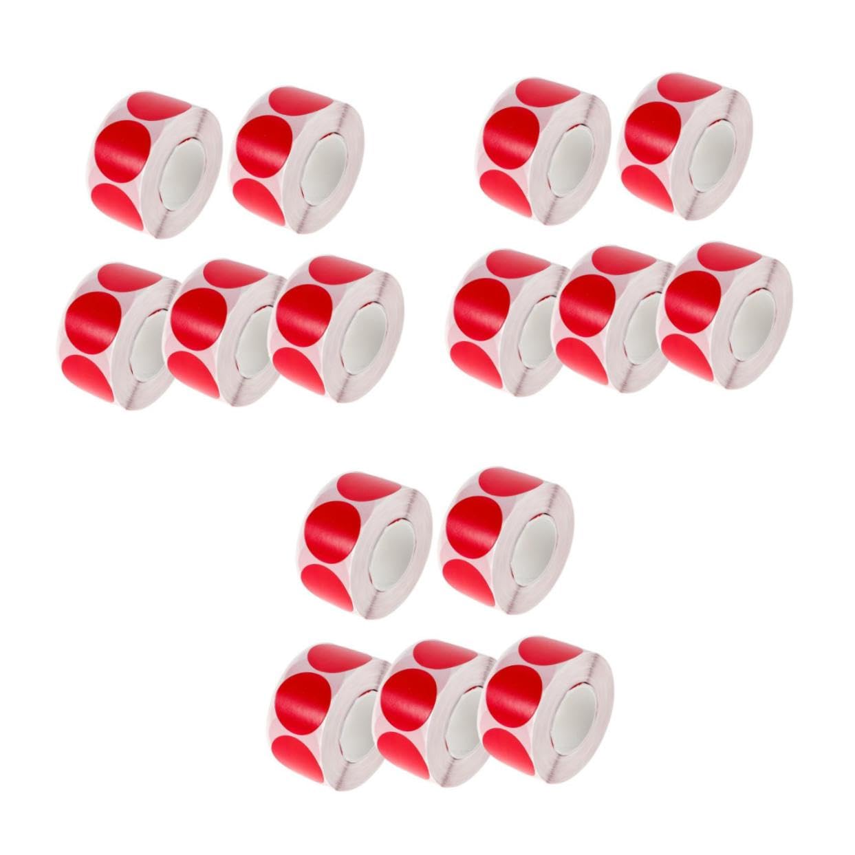 15 Etichette Adesive Rotonde Rosse per Codifica Colore Adesive Resistenti con Superficie Liscia per Scrittura Chiara e Sigillatura Pacchi