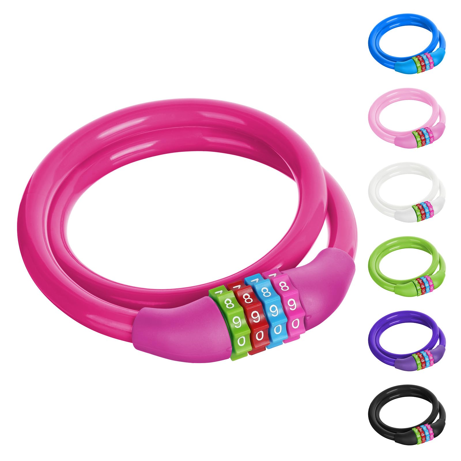 AOOSA 4-Digit Password Bicycle Lock, Portable Anti Theft Cable Lock