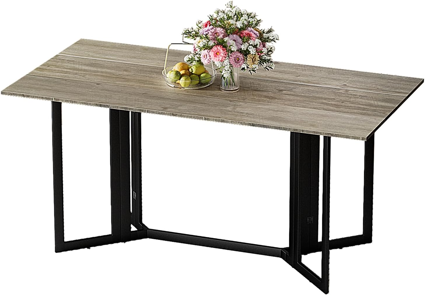 HomeBelongs Dining Table for 6 People, 62 Inch Foldable Wood Dining