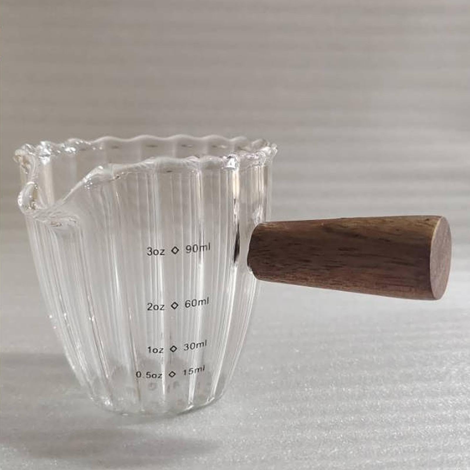 3 Misurini in Vetro Da 90 Ml, Brocca per Schiuma, Misurino per Caffè Espresso Trasparente