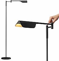 Brightech Leaf LED Pharmacy Floor Lamp - Dimmable Adjustable Reading Lamp for Living Room, Office, Sewing, Crafts - Jet Black