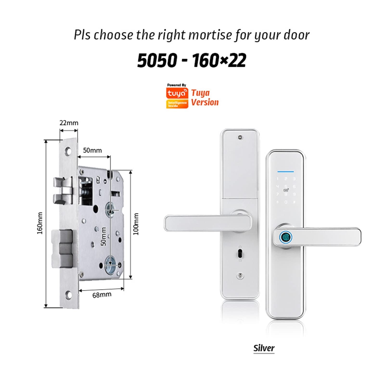 Serratura Smart, Impronte digitali Impermeabili Tuya cerradura Inteligente fechadura eletronica scheggia Serratura Intelligente(X7tyS-160)