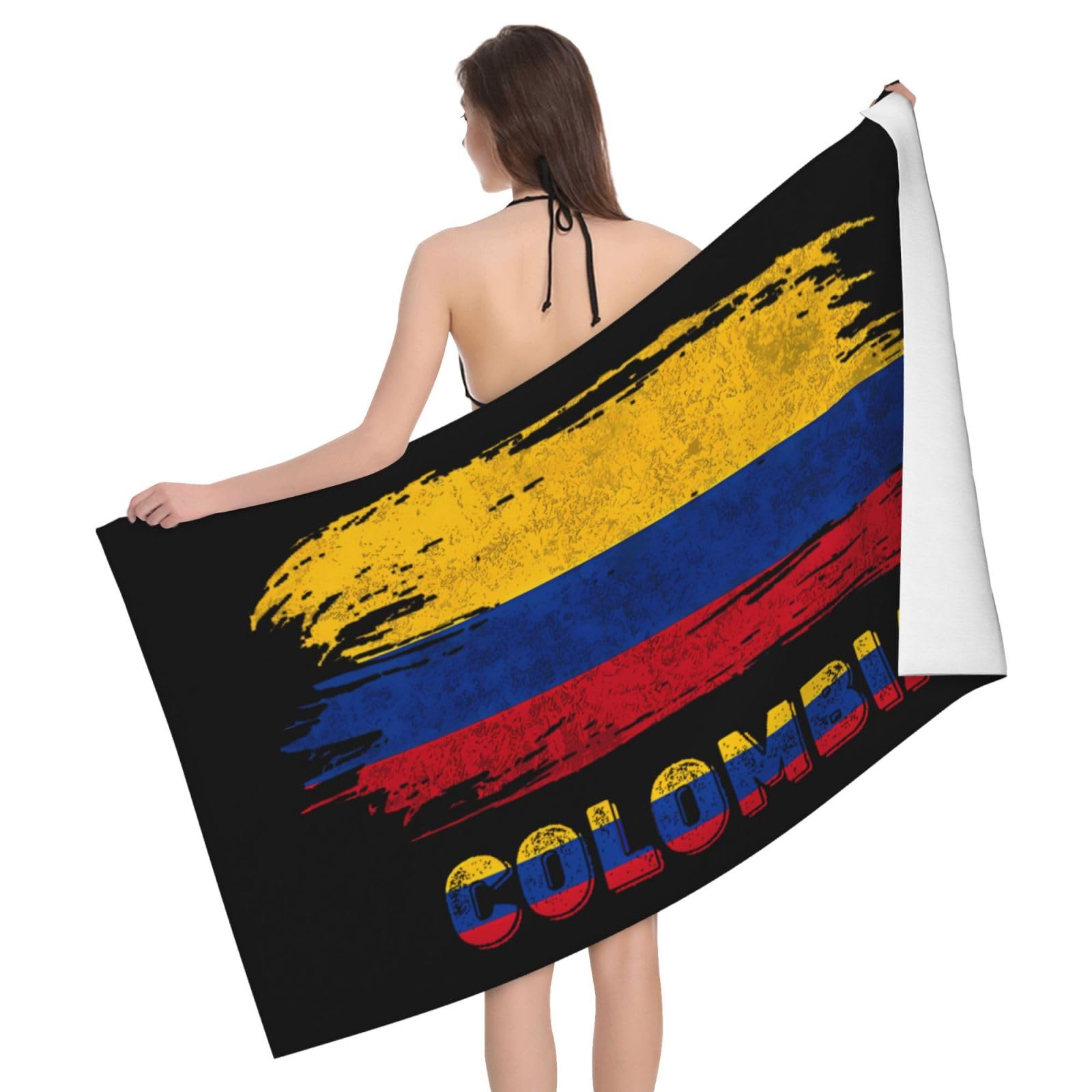 HLBSDM Microfiber Colombia Flag Beach Towel Quick Dry Soft Sand Free Beach Towels for Pool Swim Beach Lightweight Thin Towels